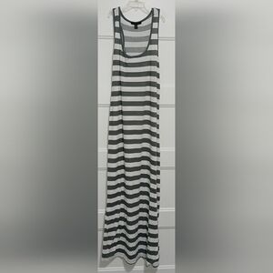 U2B Striped Maxi Dress White And Gray Size Medium Sleeveless 16"x54"